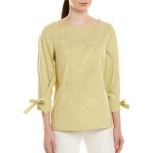 LAFAYETTE 148 Paige Ithaca Mini Check Blouse In Margarita Multi Gingham Large